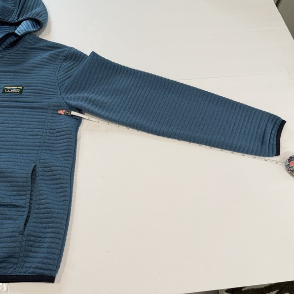 LL Bean Blue Hooded Airlight Knit Full Zip Pockets Lightweight Outdoor MEDIUM - Picture 9 of 10